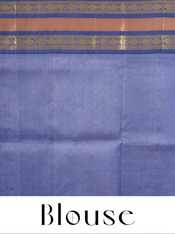 Elegant Pastel Green with Indigo Blue Zari Border Pure Silk Cotton Saree