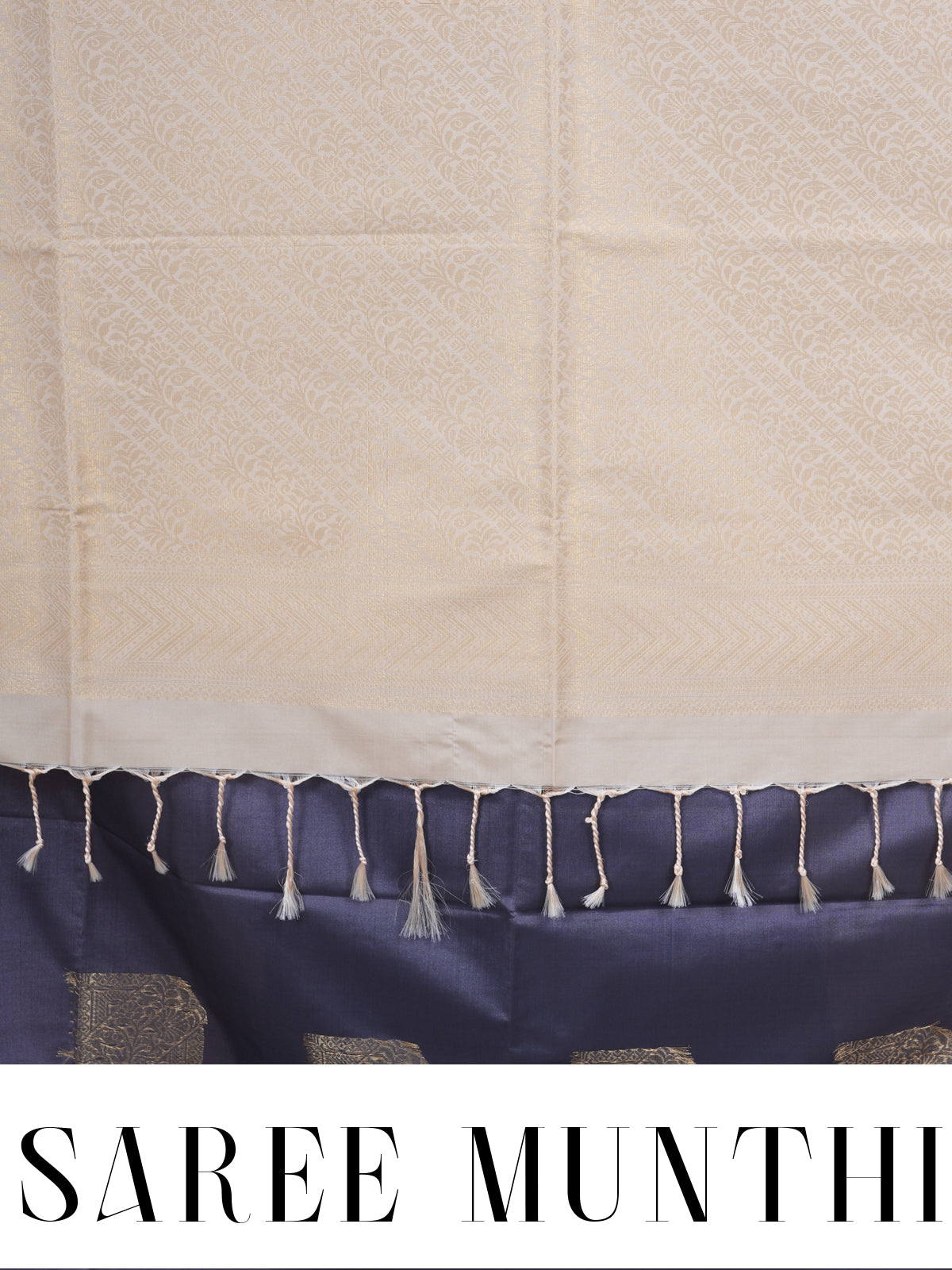 Grey with Cream - Semi Silk Saree