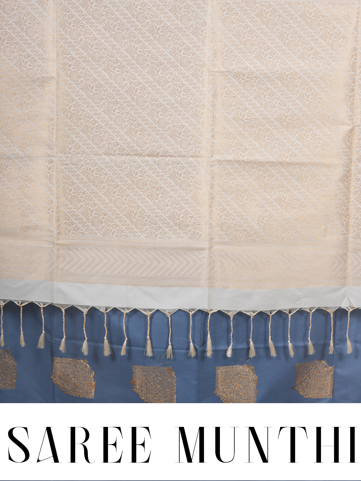 Grey with Cream Pallu Semi Silk Saree