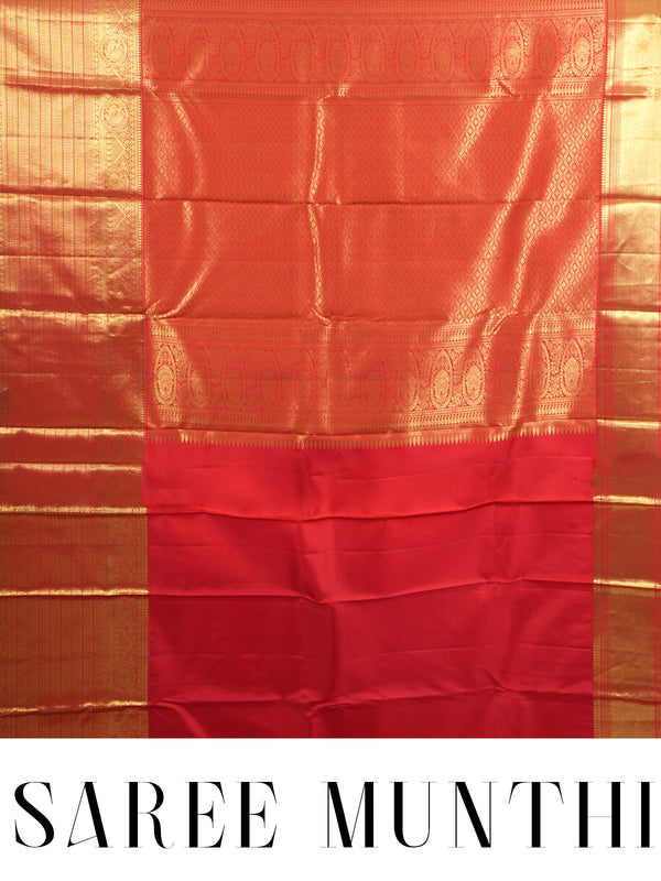 Regal Crimson Red and Antique Gold Pure Kanjivaram Silk Saree