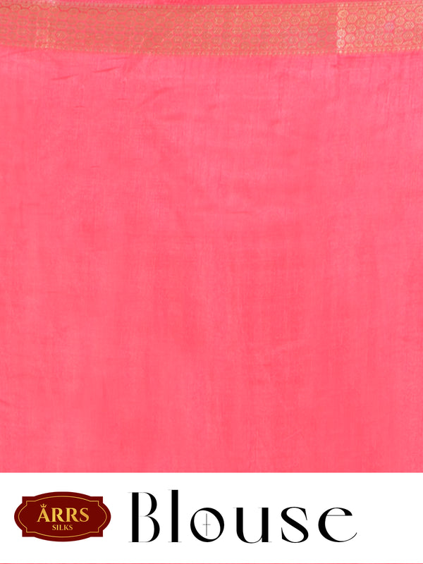 Orange with Pink Saree - Semi Raw Silk Saree