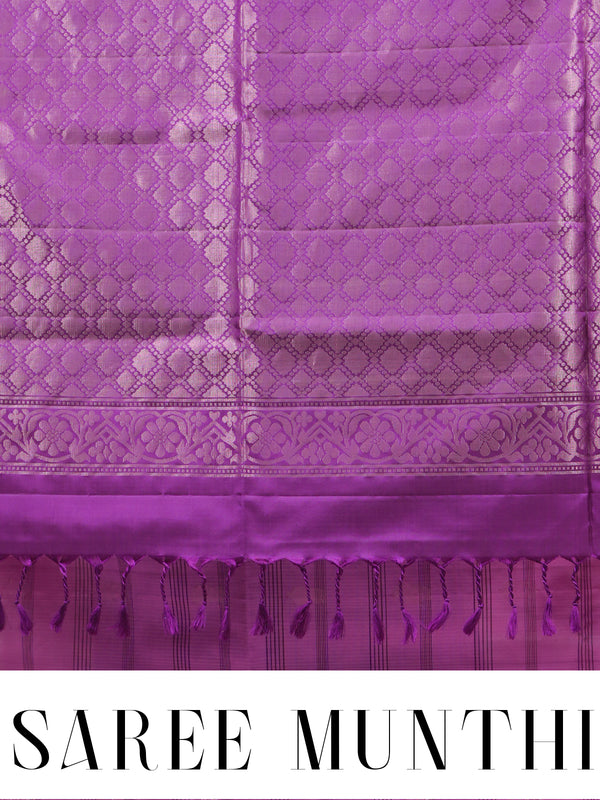 Orchid Pink and Wine Purple Pure Soft Silk Saree