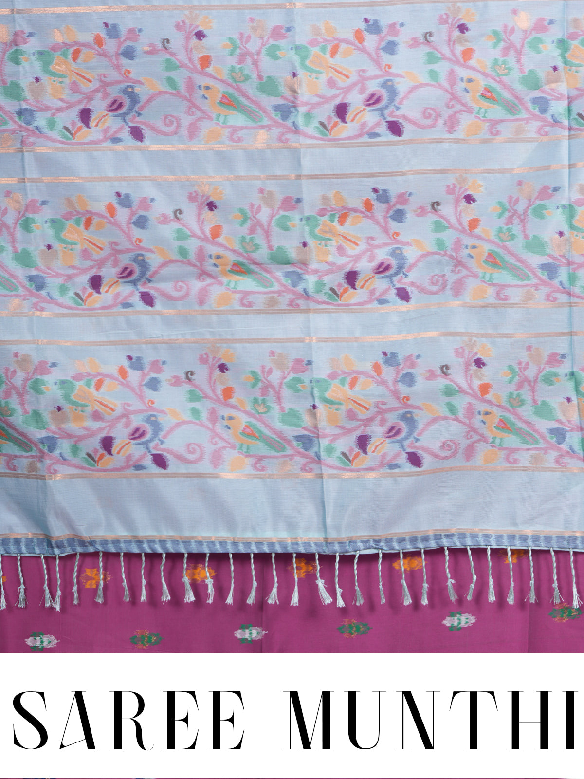 Magenta with Ice Blue Fancy Silk Saree