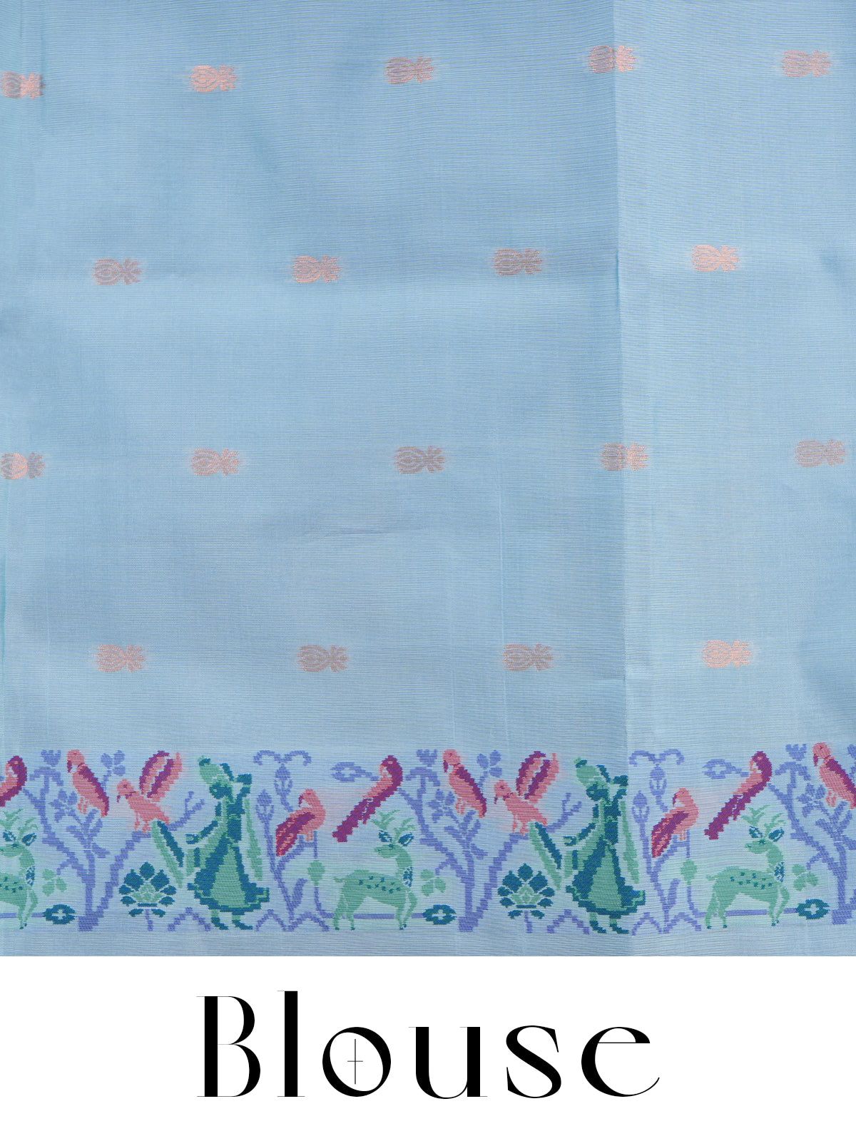 Royal Blue with Pastel Ice Blue Munthi Fancy Silk Saree