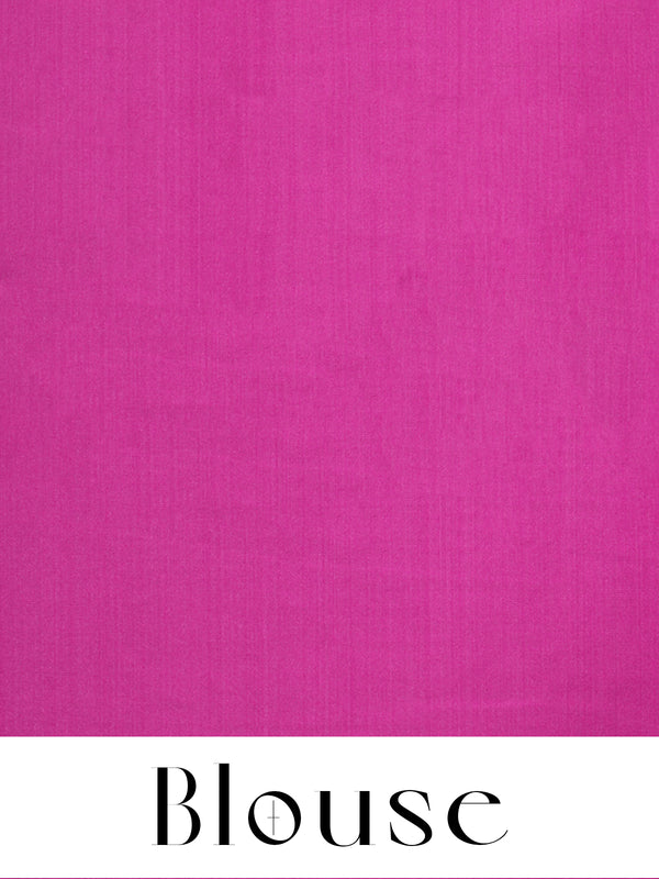 Dark Grey with Magenta Pink - Semi Silk Saree