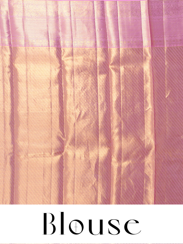 Pastel Pink and Gold Kanchipuram Pure Mix Saree