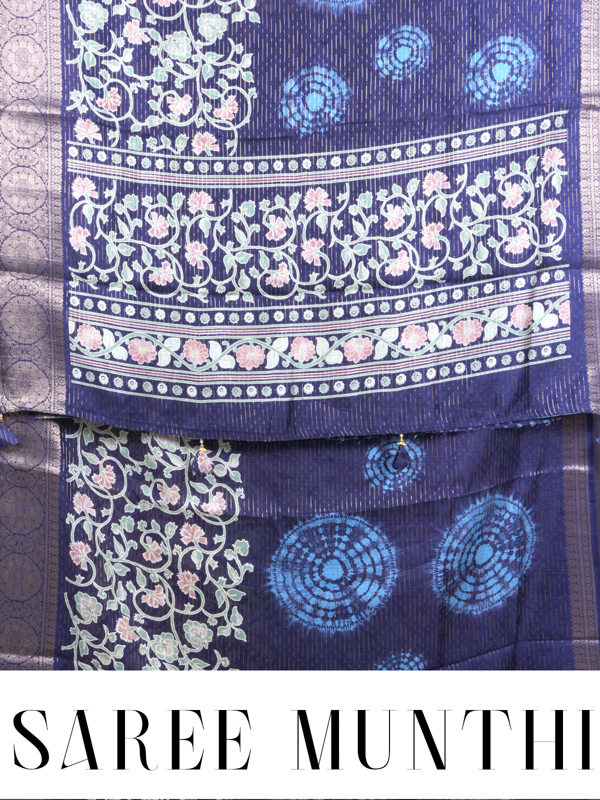 Royal Blue with Indigo Blue - Semi Raw Silk Saree