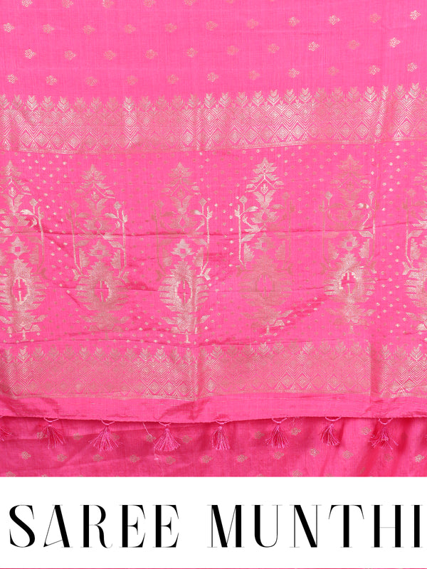 Pink with Gold Zari- Semi Tussar Saree