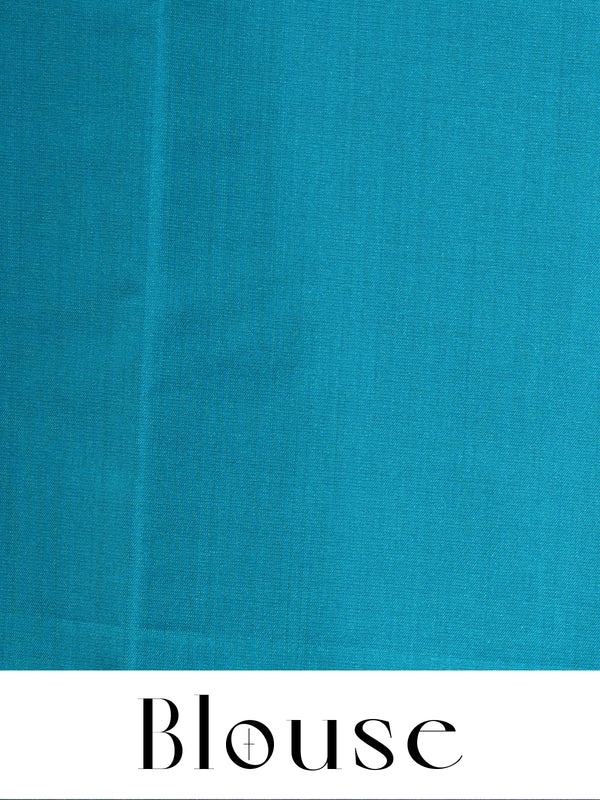 Magenta Pink with Turquoise Blue - Semi Silk Saree