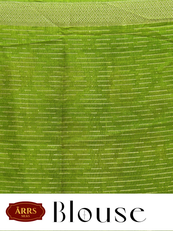 Lavender with Light Green - Semi Raw Silk Saree