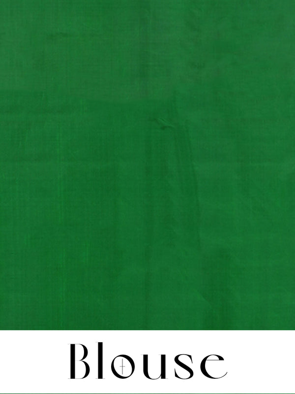 Crimson Pink and Parrot Green Pure Kanchipuram Silk Saree