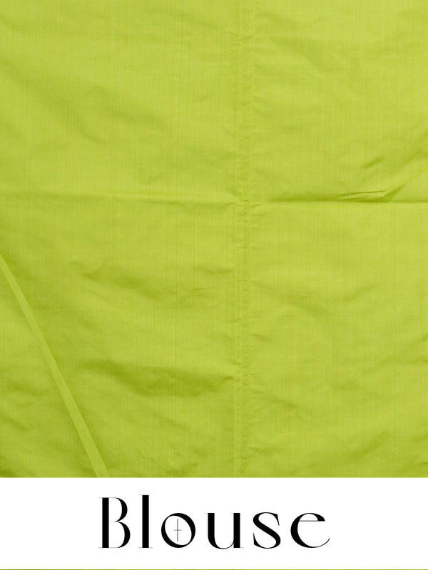 Maroon with Lime Green - Semi Silk Saree