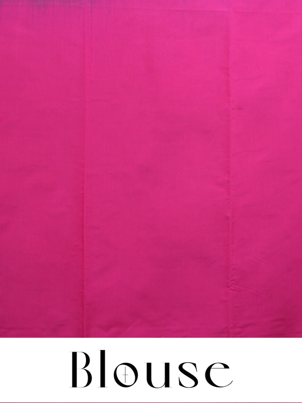 Sky Blue with Magenta Pink - Semi Silk Saree