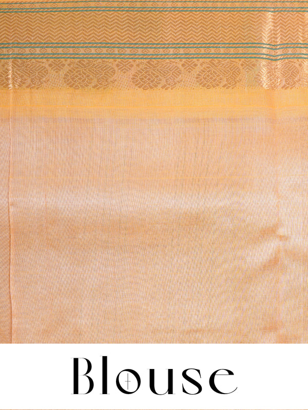 Royal Blue with Mustard Yellow Zari Border Pure Silk Cotton Saree