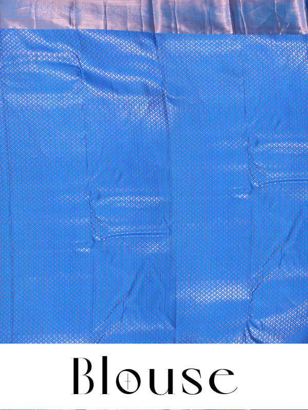 Mustard Yellow and Sky Blue Kanchipuram Pure Mix Saree
