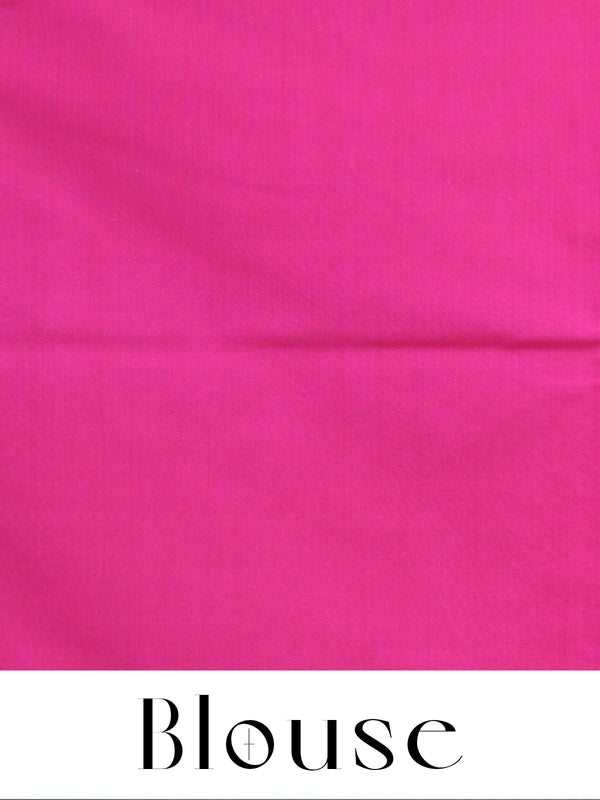 Cyan Blue with Rani Pink - Semi Silk Saree