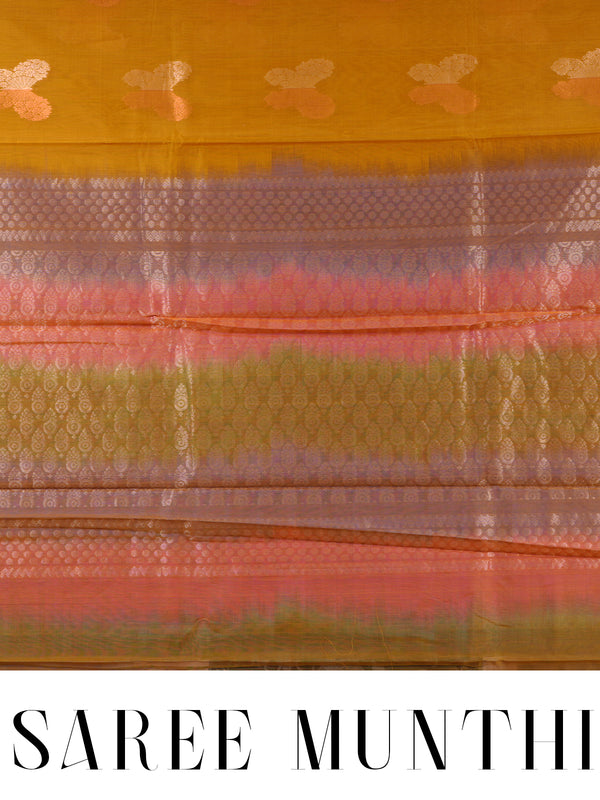 Elegant Mustard Yellow Pure Silk Cotton Saree
