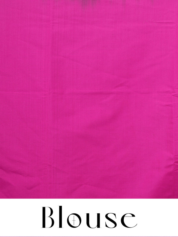 Teal Green with Pink Semi Silk Saree
