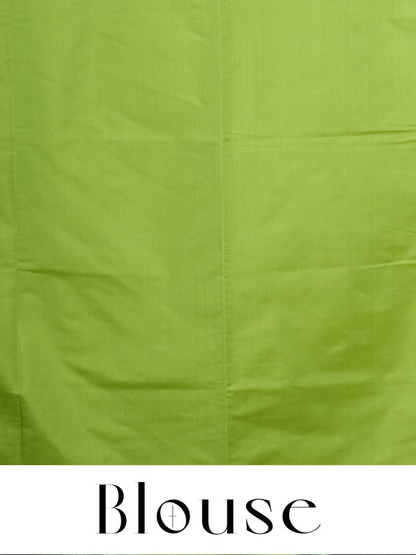 Grey with Lime Green - Semi Silk Saree