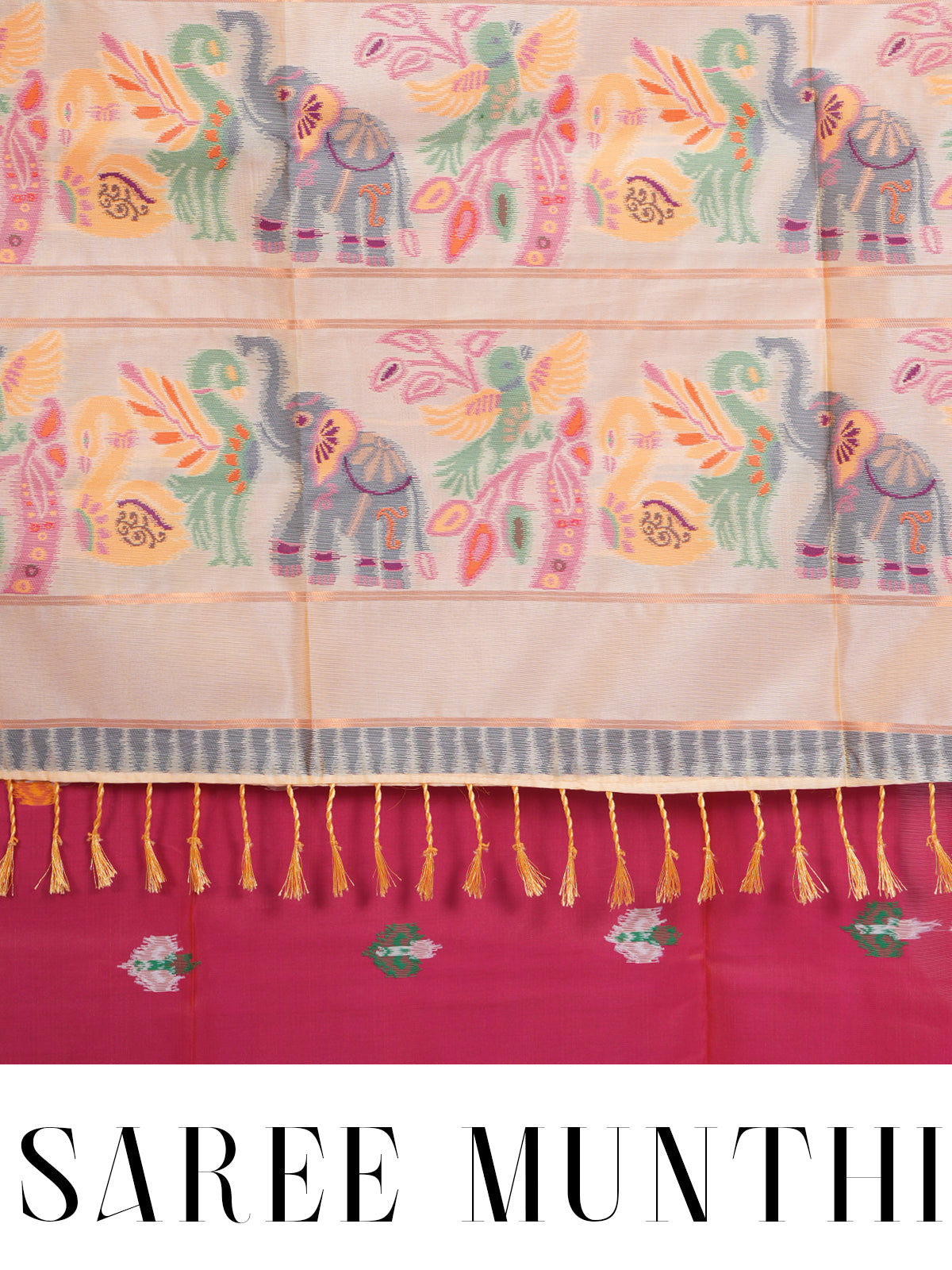 Pink and Cream Fancy Silk Saree