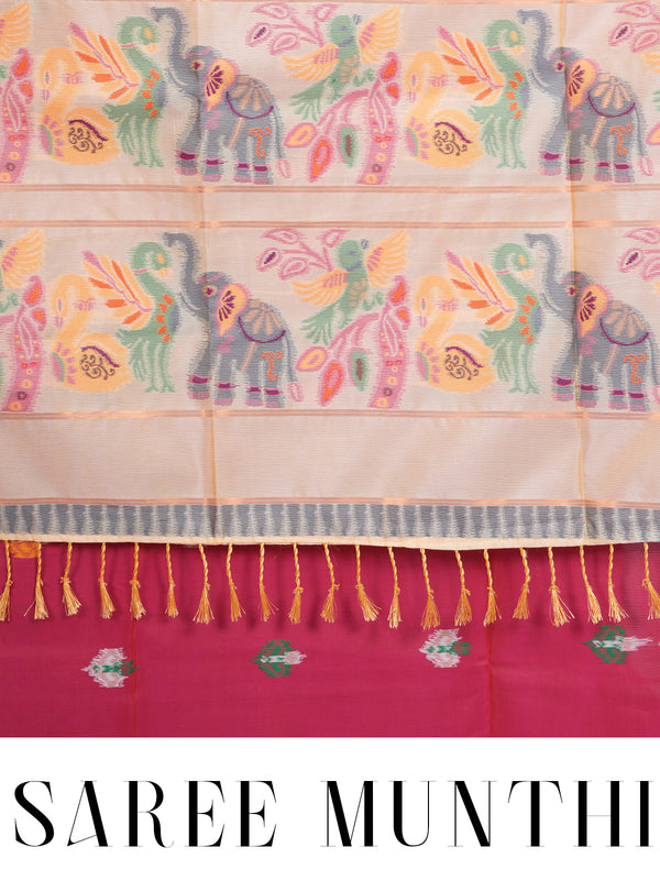 Pink and Cream Fancy Silk Saree