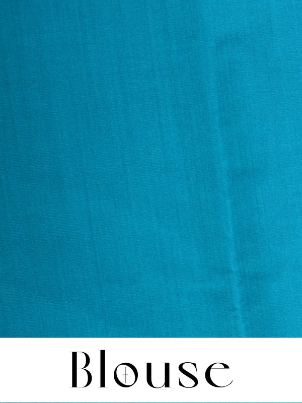 Wine with Turquoise - Semi Silk Saree