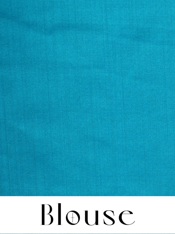 Royal Blue with Teal Green - Semi Silk Saree