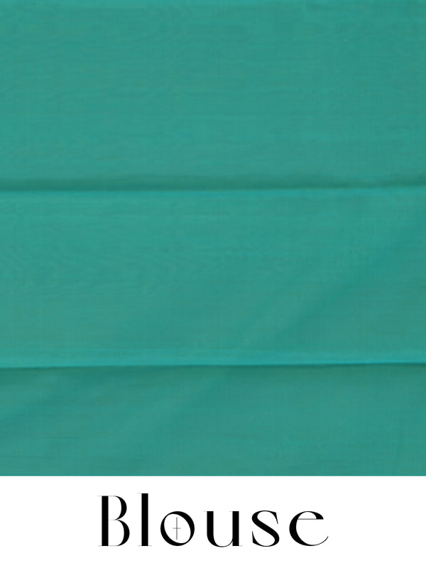 Lime Green with Turquoise Blue - Pure Silk Cotton Saree