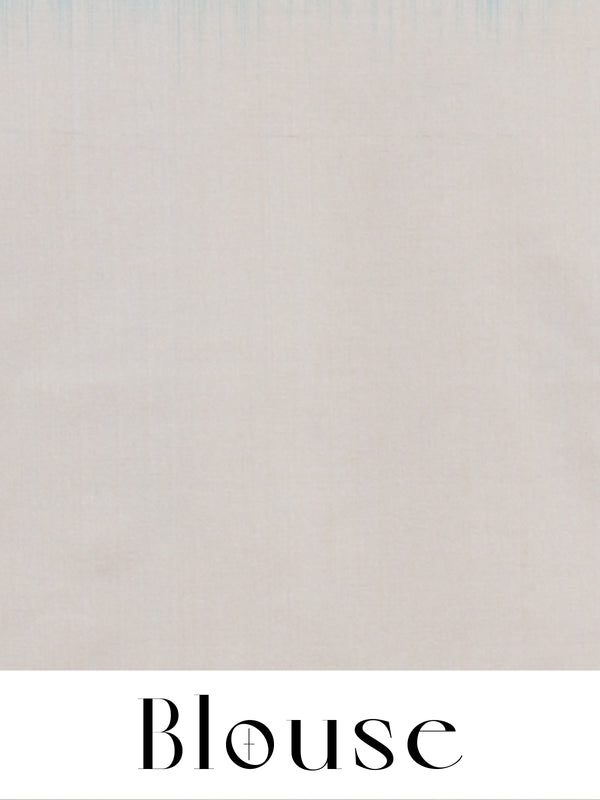Sky Blue with Cream - Semi Silk Saree
