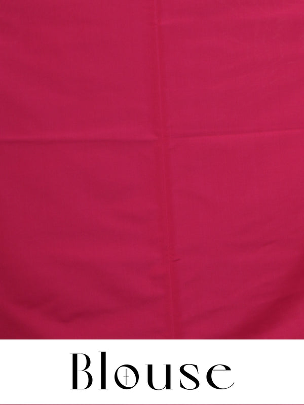 Olive Green with Rani Pink - Semi Silk Saree