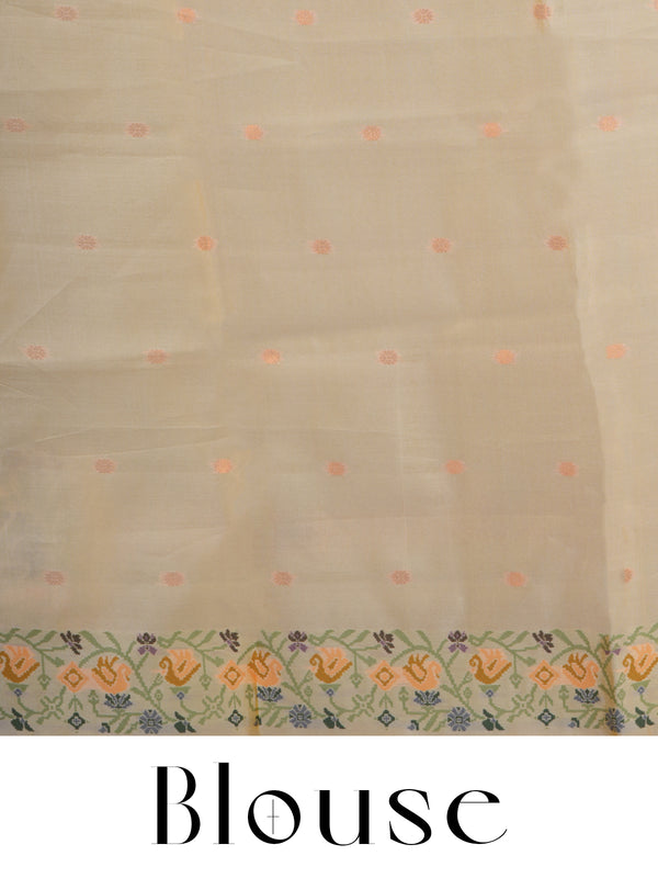 Olive Green with Off-White Cream Fancy Silk Saree