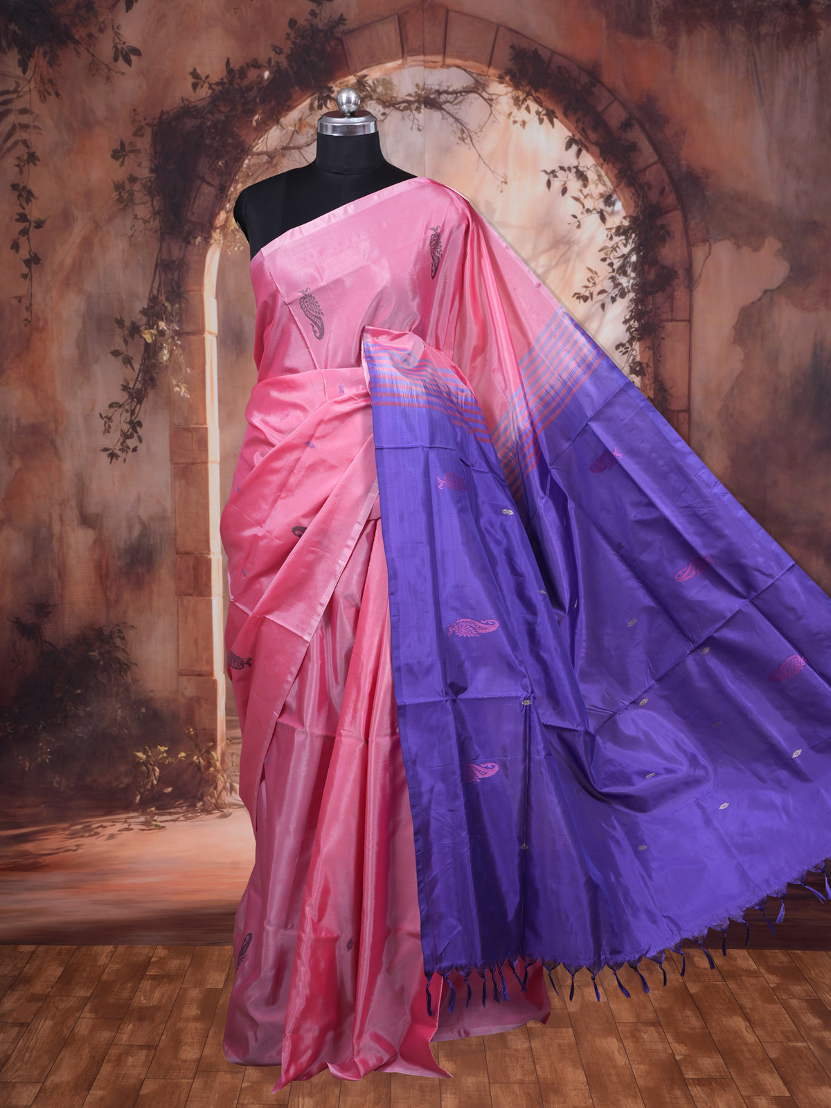 Pink with Purple Vaalai Naar Pattu Saree