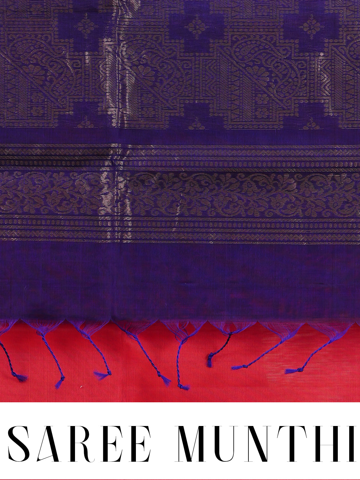 Vibrant Pink and Violet-Blue with Traditional Zari Border Pure Silk Cotton Saree