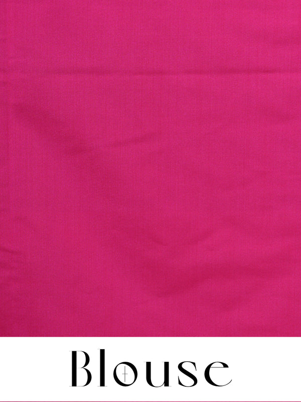 Green with Pink Semi Silk Saree