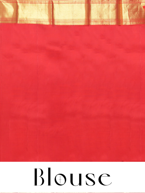 Regal Crimson Red and Antique Gold Pure Kanjivaram Silk Saree
