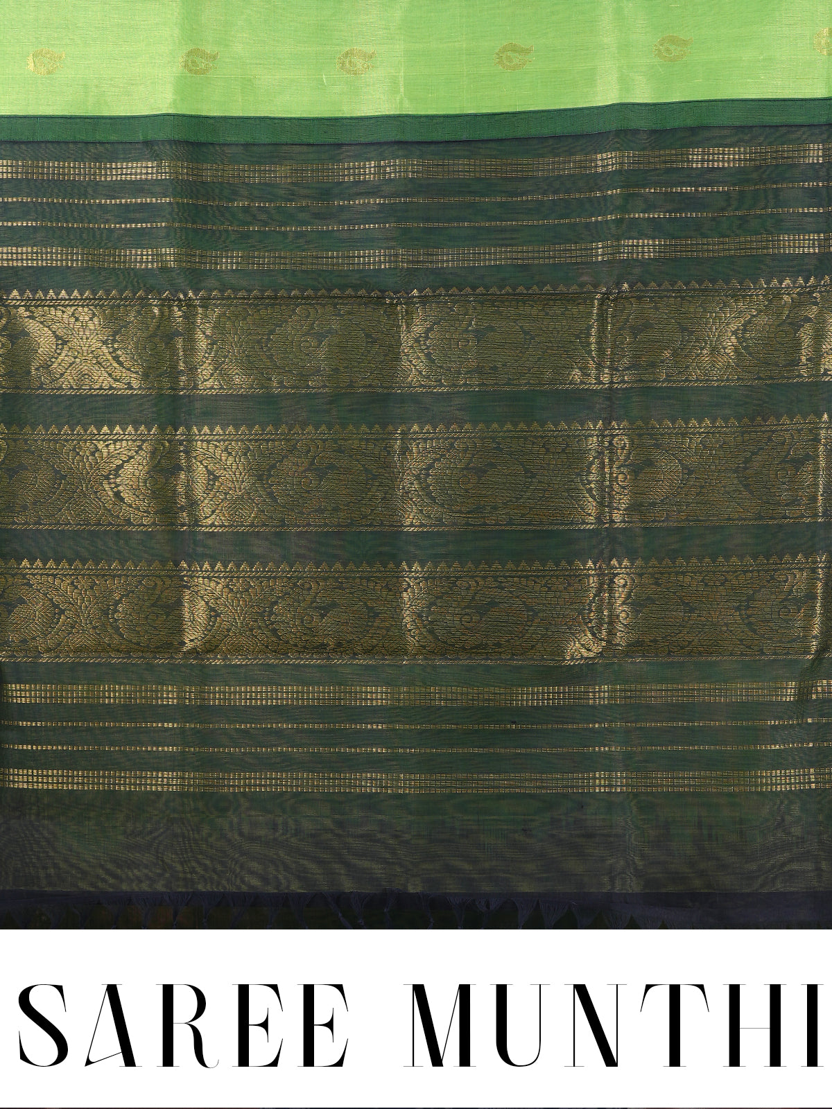 Elegant Parrot Green with Traditional Zari Border Pure Silk Cotton Saree