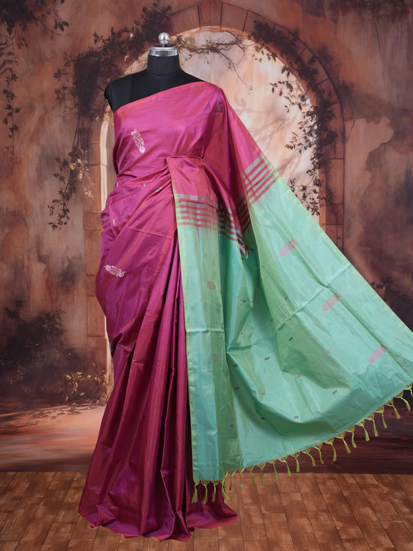 Magenta Pink with Sea Green Vaalai Naar Pattu Saree