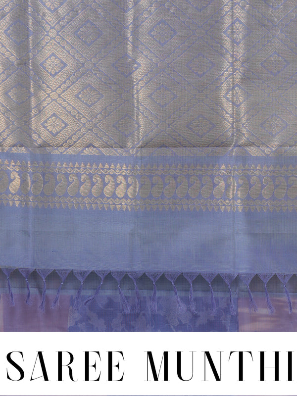 Elegant Pastel Green with Indigo Blue Zari Border Pure Silk Cotton Saree