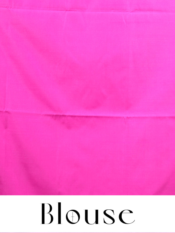 Royal Blue with Fuchsia Pink Semi Silk Saree