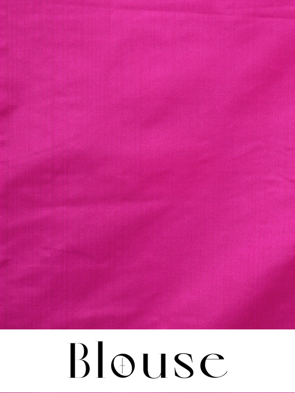 Deep Purple with Magenta Pink  Semi Silk Saree