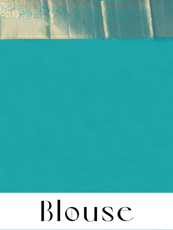 Sea Green and Gold Pure Kanchipuram Silk Saree