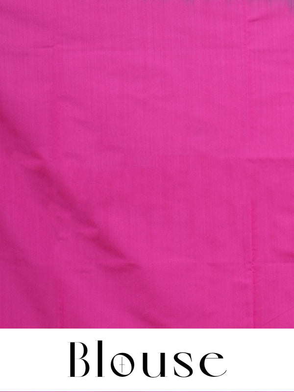 Sky Blue with Pink - Semi Silk Saree
