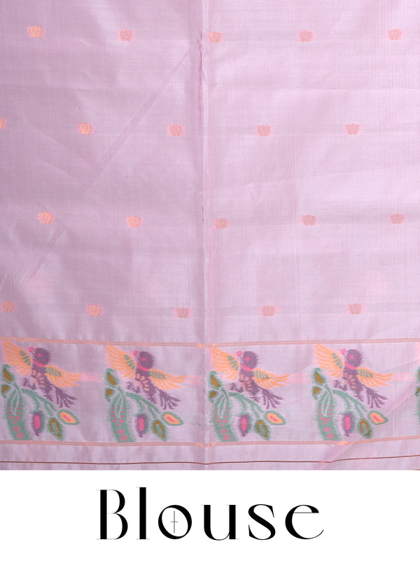 Emerald Green with Pastel Pink Munthi Fancy Silk Saree