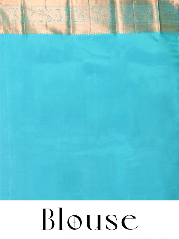 Deep Purple and Sea Green Pure Kanchipuram Silk Saree