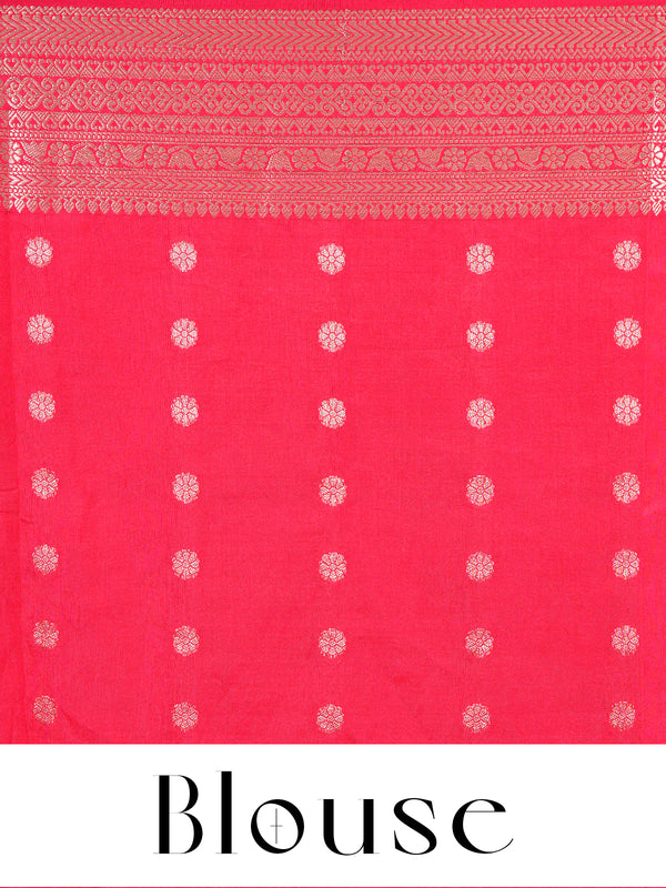 Rani Pink with Gold - Semi Tussar Saree