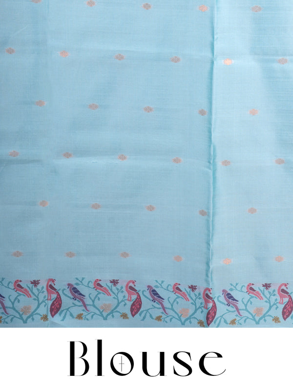 Teal Blue with Light Blue Fancy Silk Saree