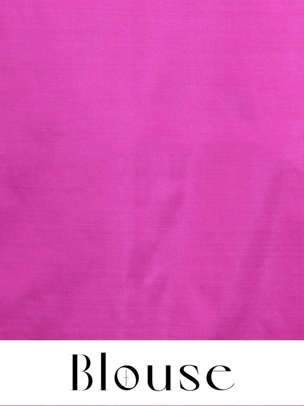 Grey with Rani Pink - Semi Silk Saree