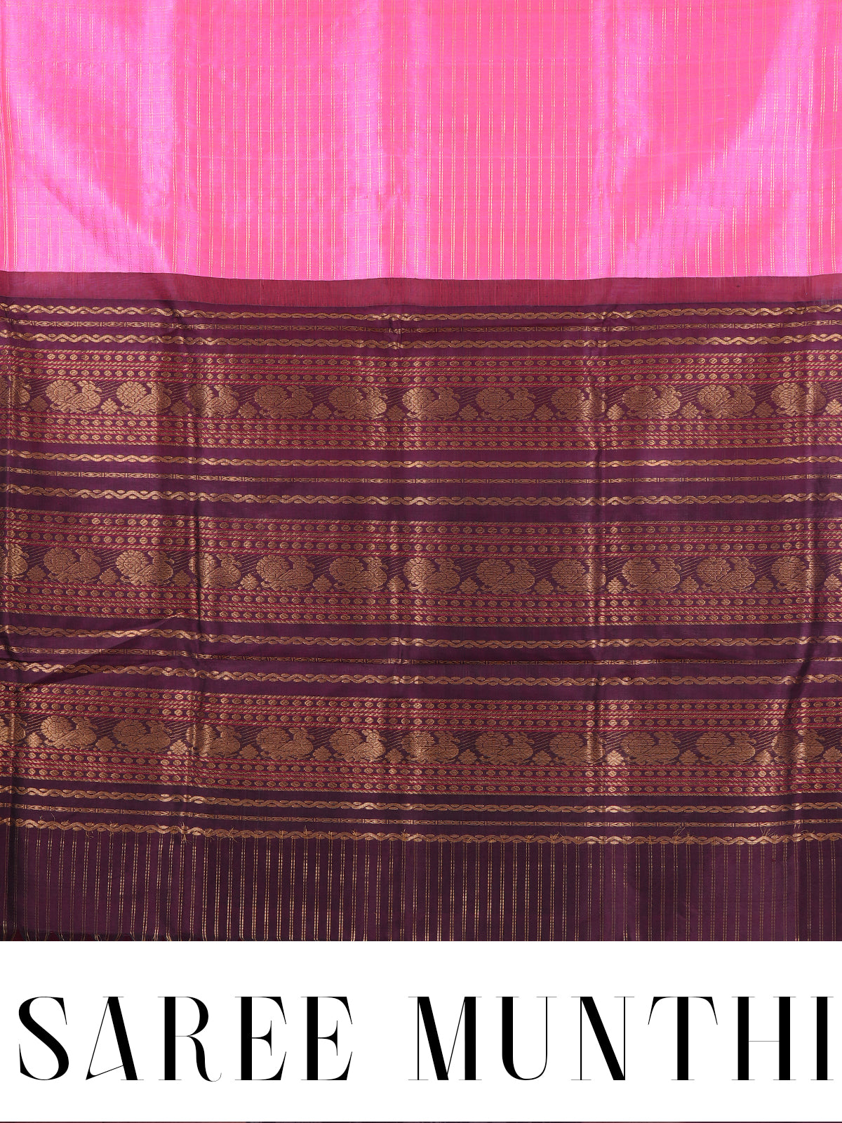 Elegant Rani Pink With Wine-colored border Pure Silk Cotton Saree