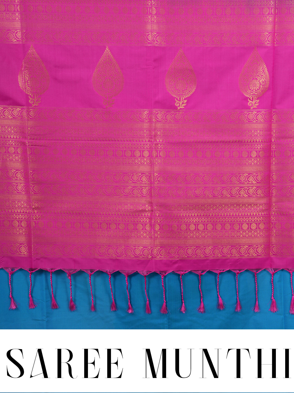 Sky Blue with Magenta Pink Semi Silk Saree