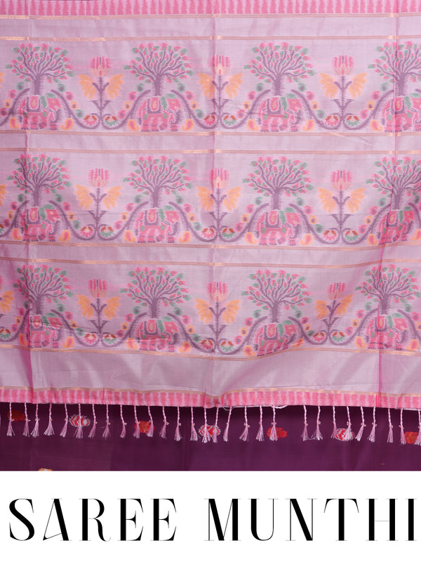 Wine Purple and Pastel Pink Fancy Silk Saree